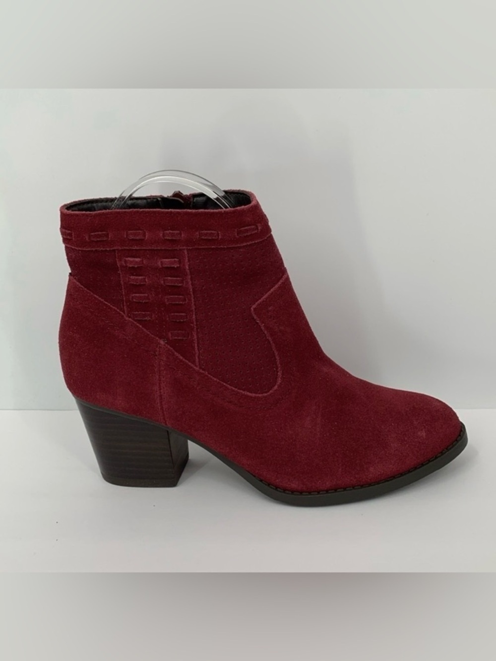Market & Spruce Caia suede leather ankle boot shoe heel wine burgundy new 6